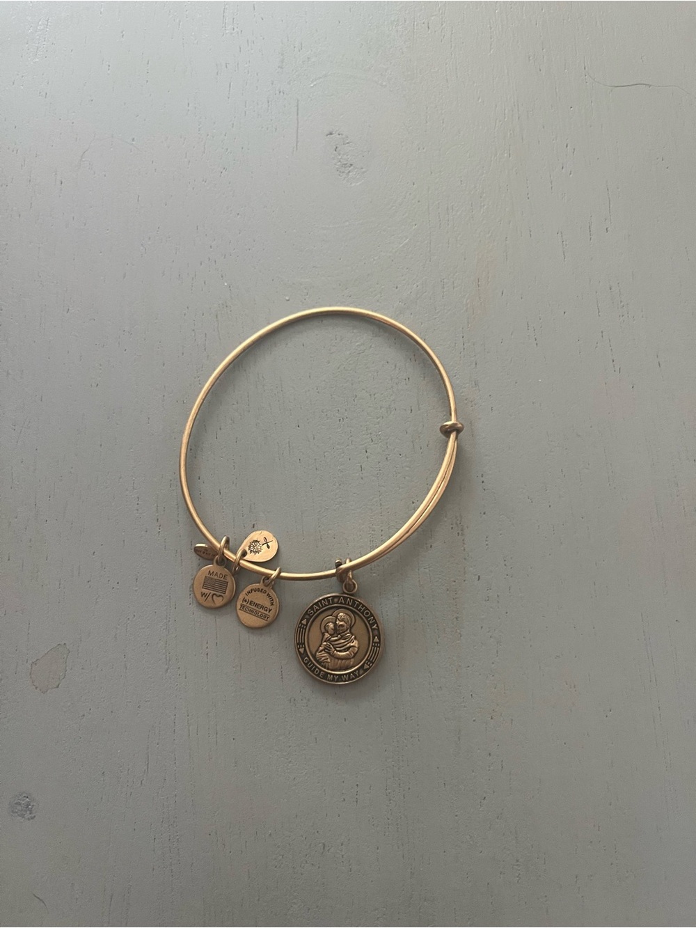 Alex and Ani Saint Anthony Charm Bangle Bracelet - Rafaelian Gold Finish